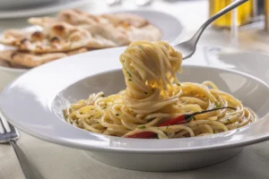 Olijfolie en knoflook pasta