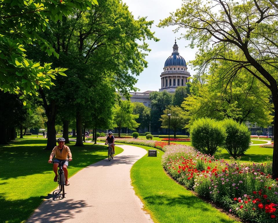 Stadsfietstocht door groene parken en historische monumenten