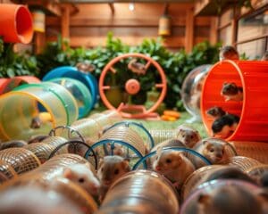 Hamsterkooien met leuke tunnels en wielen