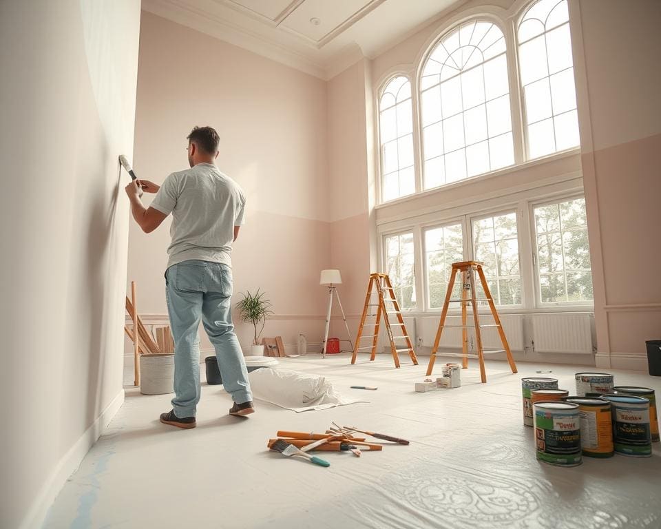 Wat helpt bij het schilderen van grote woonruimtes?