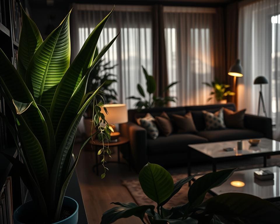 planten donkere woonkamer